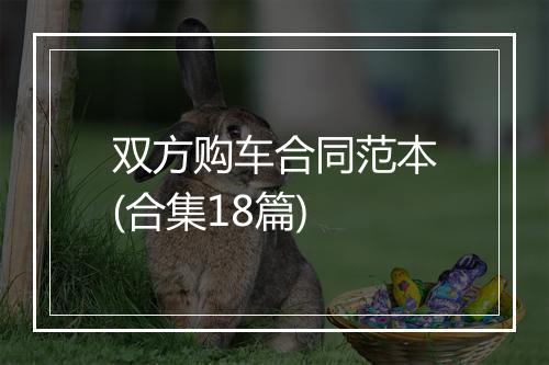 双方购车合同范本(合集18篇)