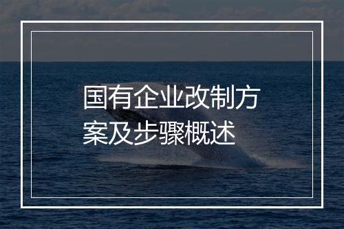 国有企业改制方案及步骤概述
