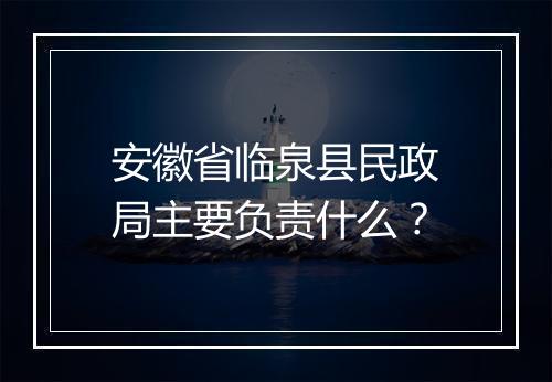 安徽省临泉县民政局主要负责什么？