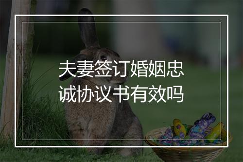 夫妻签订婚姻忠诚协议书有效吗