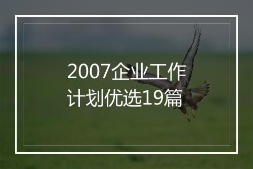 2007企业工作计划优选19篇