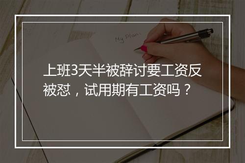 上班3天半被辞讨要工资反被怼，试用期有工资吗？