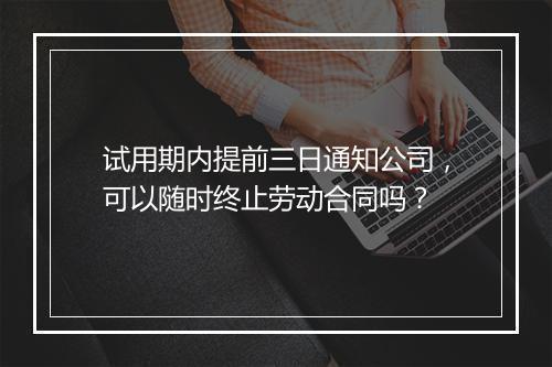 试用期内提前三日通知公司，可以随时终止劳动合同吗？