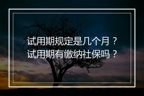 试用期规定是几个月？试用期有缴纳社保吗？