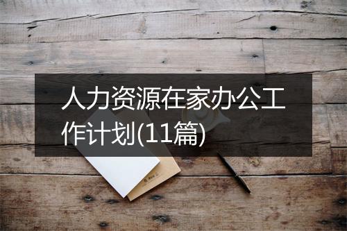 人力资源在家办公工作计划(11篇)