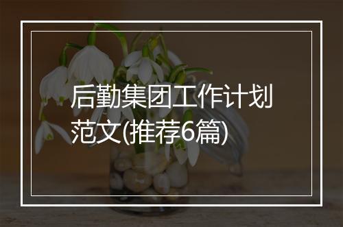 后勤集团工作计划范文(推荐6篇)
