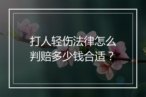 打人轻伤法律怎么判赔多少钱合适？
