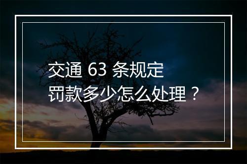 交通 63 条规定罚款多少怎么处理？