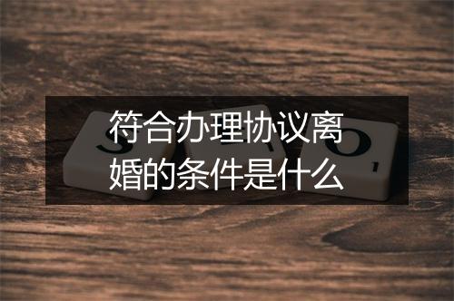 符合办理协议离婚的条件是什么
