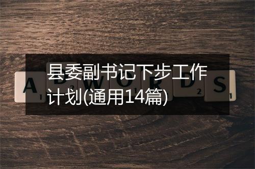 县委副书记下步工作计划(通用14篇)