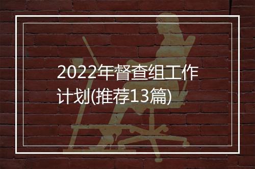 2022年督查组工作计划(推荐13篇)