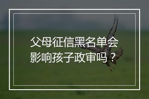 父母征信黑名单会影响孩子政审吗？