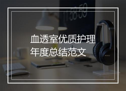 血透室优质护理年度总结范文