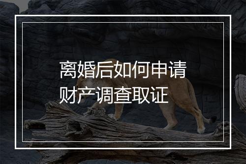 离婚后如何申请财产调查取证