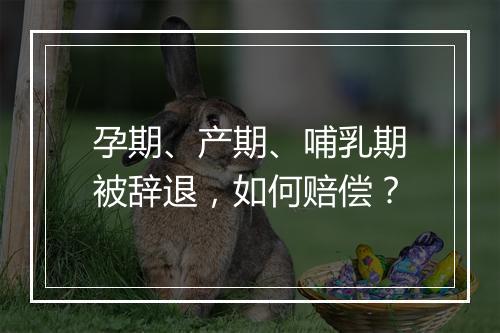 孕期、产期、哺乳期被辞退，如何赔偿？