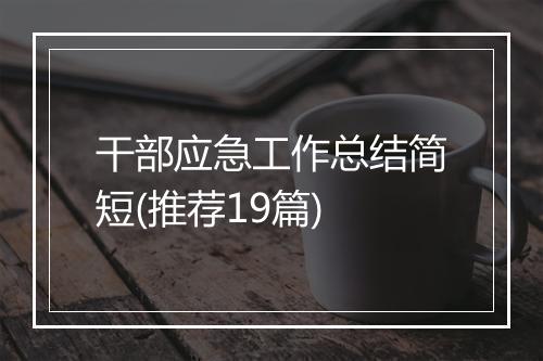 干部应急工作总结简短(推荐19篇)