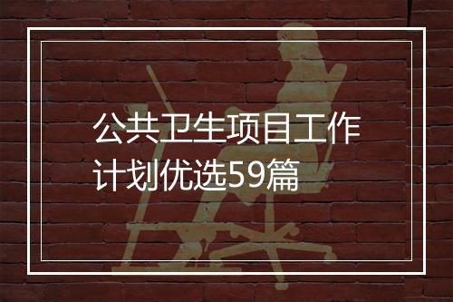 公共卫生项目工作计划优选59篇