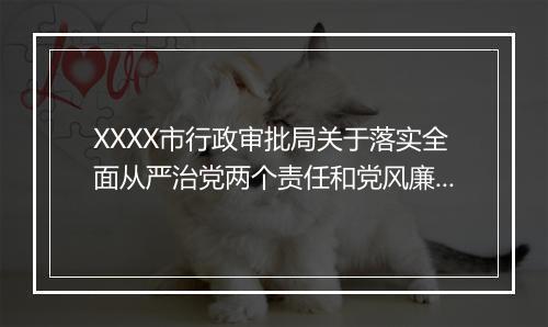 XXXX市行政审批局关于落实全面从严治党两个责任和党风廉政建设责任制的情况报告