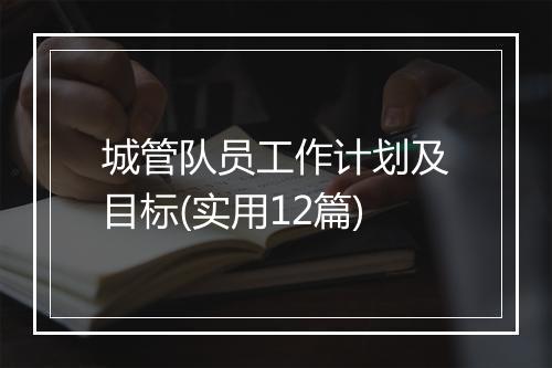 城管队员工作计划及目标(实用12篇)