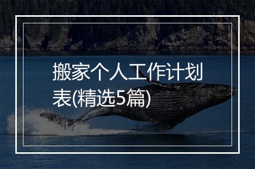 搬家个人工作计划表(精选5篇)