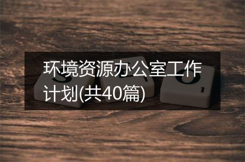 环境资源办公室工作计划(共40篇)