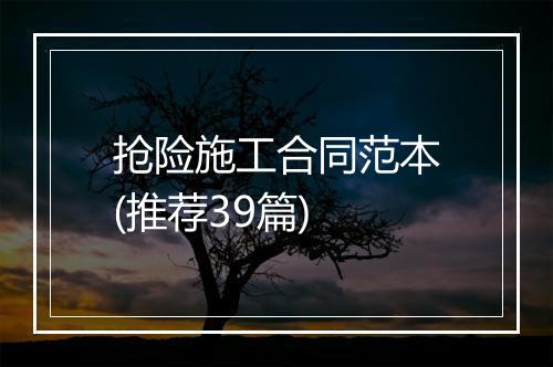 抢险施工合同范本(推荐39篇)