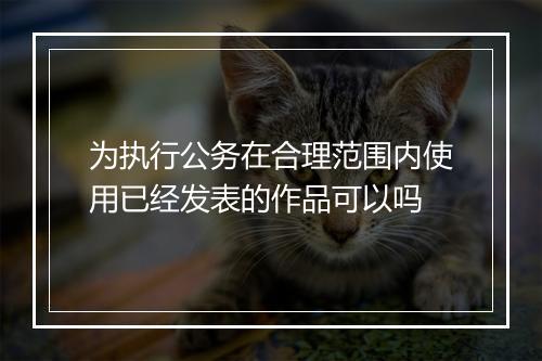 为执行公务在合理范围内使用已经发表的作品可以吗