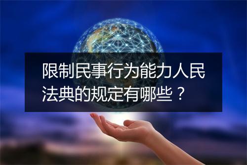 限制民事行为能力人民法典的规定有哪些？