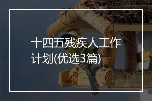 十四五残疾人工作计划(优选3篇)
