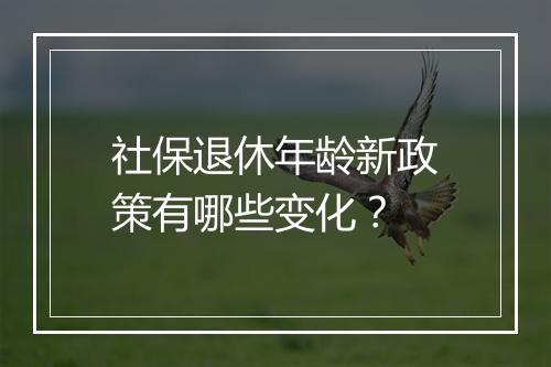 社保退休年龄新政策有哪些变化？