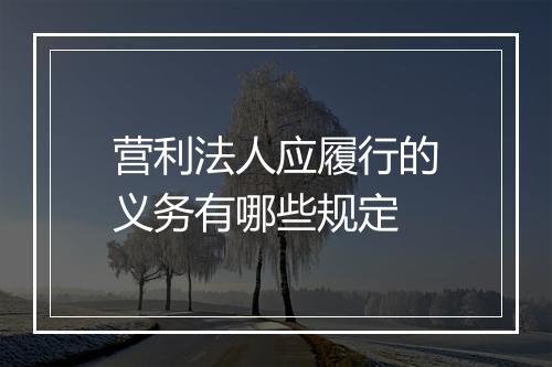 营利法人应履行的义务有哪些规定
