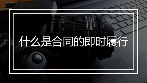 什么是合同的即时履行