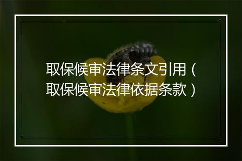 取保候审法律条文引用（取保候审法律依据条款）