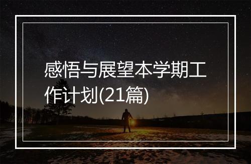 感悟与展望本学期工作计划(21篇)