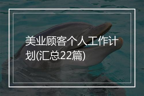 美业顾客个人工作计划(汇总22篇)