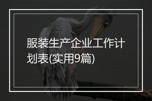 服装生产企业工作计划表(实用9篇)