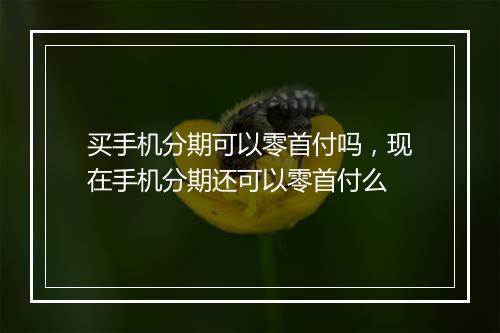 买手机分期可以零首付吗，现在手机分期还可以零首付么