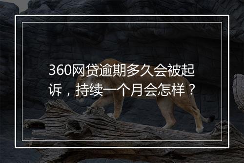 360网贷逾期多久会被起诉，持续一个月会怎样？