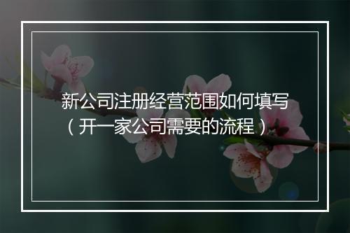 新公司注册经营范围如何填写（开一家公司需要的流程）
