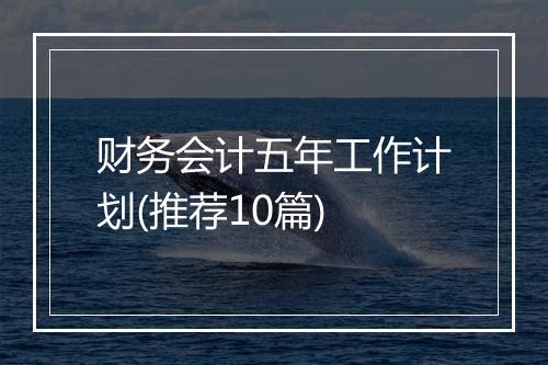 财务会计五年工作计划(推荐10篇)