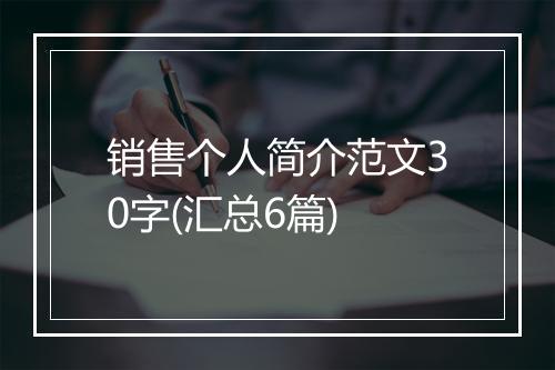 销售个人简介范文30字(汇总6篇)