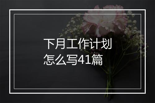 下月工作计划怎么写41篇