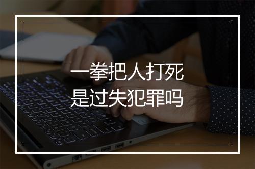 一拳把人打死是过失犯罪吗