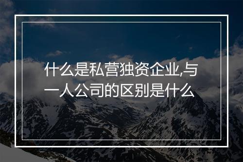 什么是私营独资企业,与一人公司的区别是什么