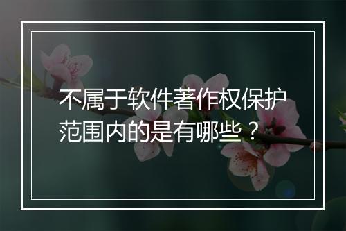 不属于软件著作权保护范围内的是有哪些？