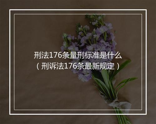 刑法176条量刑标准是什么（刑诉法176条最新规定）