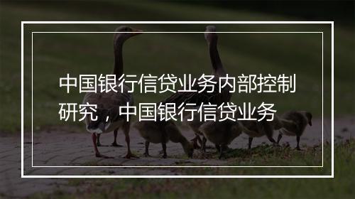 中国银行信贷业务内部控制研究，中国银行信贷业务