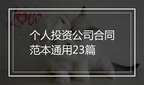 个人投资公司合同范本通用23篇