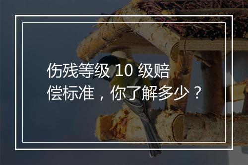 伤残等级 10 级赔偿标准，你了解多少？