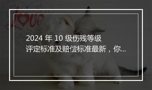 2024 年 10 级伤残等级评定标准及赔偿标准最新，你了解多少？